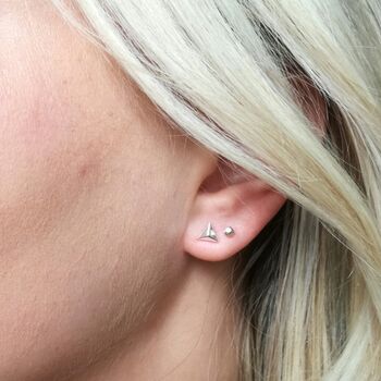 Silver Pyramid Stud Earrings, 2 of 6