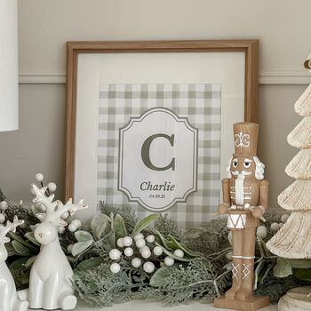 Personalised Sage Gingham Art Print, 2 of 6