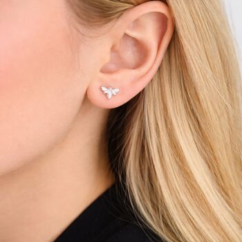 Sterling Silver Bee Stud Earrings – 10mm X 7mm, 4 of 9