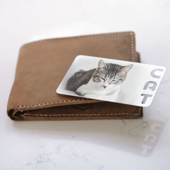 Personalised Photo With Cat Cut Out Metal Wallet Card, 2 of 3