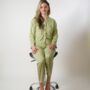 Olive Green Dog Tooth Full Sleeve Pyjama Set, thumbnail 2 of 5