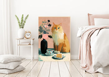 Ginger Cat Flower Portrait Art Print, 3 of 4