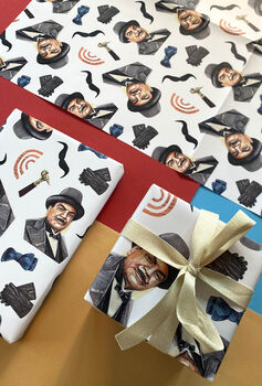 Poirot Inspired Wrapping Paper, Detective Gift Wrap, 7 of 7