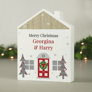 Personalised Christmas Wooden House Ornament, 3 of 6