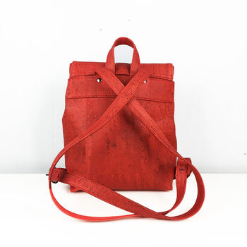 Sustainable Cork Small Backpack Red, 4 of 10