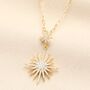 Crystal Double Star Pendant Necklace In Gold, thumbnail 1 of 3