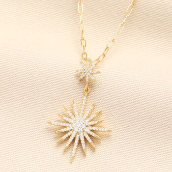 Crystal Double Star Pendant Necklace In Gold, 2 of 4