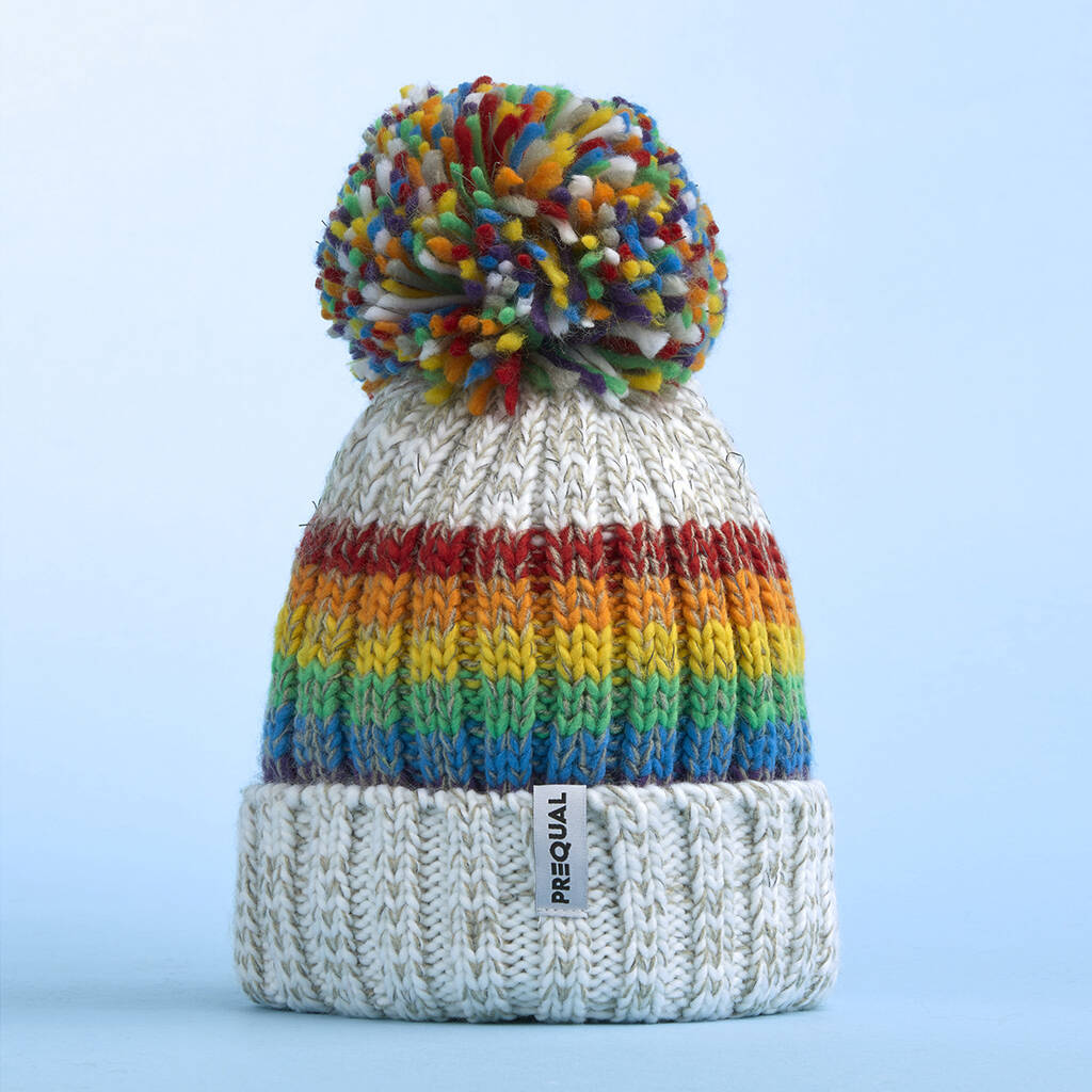 Gay Pride Rainbow Luxury Reflective Bobble Hat White, 1 of 6