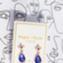 Blue Rose Gold Tear Drop Dangle Earrings, thumbnail 5 of 5