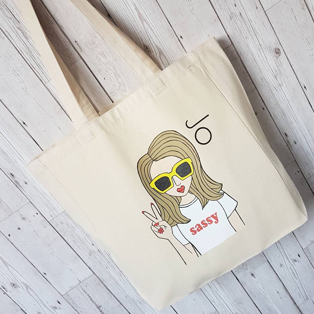 'miss super sassy' customised fashion tote bag by syd&co ...