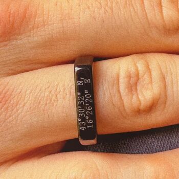 Black Personalised Signet Ring, 3 of 4
