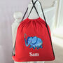 Personalised Elephant Drawstring Pe Kit Bag, thumbnail 3 of 5