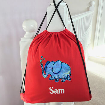 Personalised Elephant Drawstring Pe Kit Bag, 3 of 5