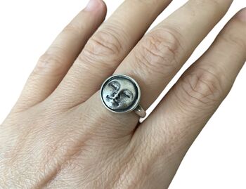 Moon Face Sterling Silver Adjustable Ring, 8 of 9