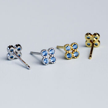 Sterling Silver Blue Crystal Stud Earrings, 4 of 6