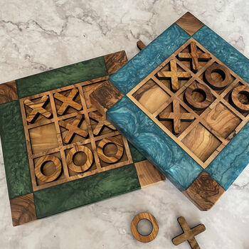 Couples Inititals Customised Noughts And Crosses, Wood Resin Tic Tac Toe, 10 of 11