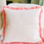 Handmade Quilted Block Print Spotty Cushion, thumbnail 5 of 5