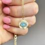 Turquoise Evil Eye Gold Plated Coin Pendant, thumbnail 2 of 3