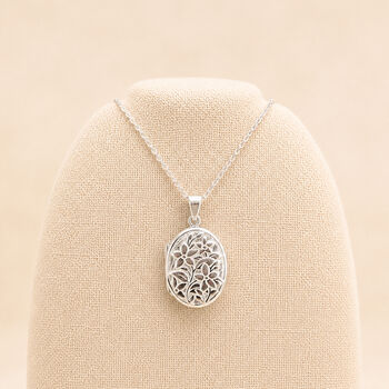 Personalised Sterling Silver Forget Me Not Flower Photo Locket Necklace, 5 of 10