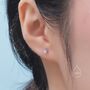 Sterling Silver Extra Tiny Moonstone Internally Threaded Earrings, thumbnail 3 of 12