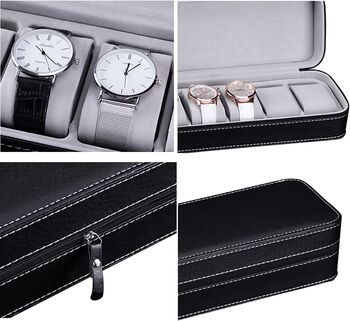 Six Slots Black Watches Storage Box Display Holder Case, 4 of 7