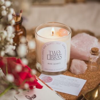 Rose Quartz Crystal Intention Candle A Gift For Love, 4 of 6