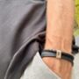 Engraved Black Wrap Bracelet Memorial Pendant For Men Ashes Keepsake Cremation Jewellery, thumbnail 4 of 10
