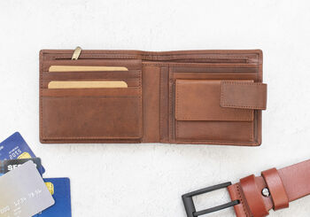 Personalised Men's Leather Wallet Flip Up Rfid Safe, 11 of 12