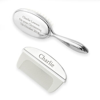 Personalised Classic Silver Plated Brush And Comb Set, 8 of 8