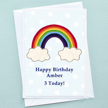'Rainbow' Personalised Girls Birthday Card, 3 of 4