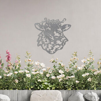 Metal Sheep Wall Art With Flower Crown Garden Decor Gift Idea, 10 of 10