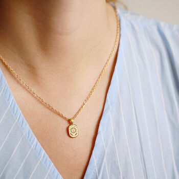 Simple Embossed Tarot Gold Pendant Necklace, 7 of 12