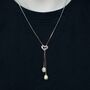 Sterling Silver Heart And Pearl Lariat Necklace, thumbnail 2 of 3