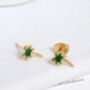 18 K Gold Plated Green Enamel Palm Tree Studs, thumbnail 3 of 8
