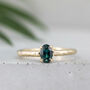 'Mae' Oval Teal Sapphire Solitaire Engagement Ring, thumbnail 9 of 12