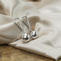 Large Silver Plated Christmas Ball Ear Drop Earring, thumbnail 8 of 9