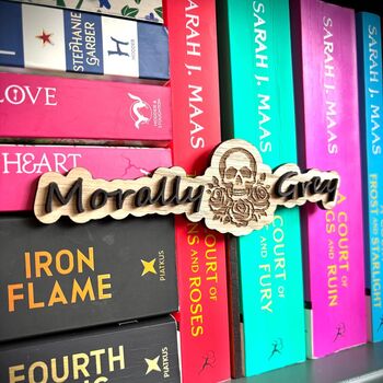 Morally Grey Genre Divider Bookshelf Sign, 3 of 6