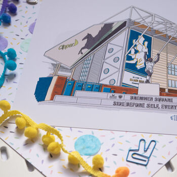 Personalised Leeds Stadium Print, Football Gift, 6 of 10