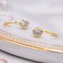 Sterling Silver Cz Crystals Huggie Hoop Earrings, thumbnail 5 of 11