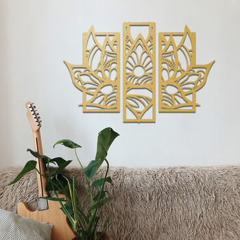 Floral Wooden Wall Art Elegant Lotus Blossom Design, 5 of 12