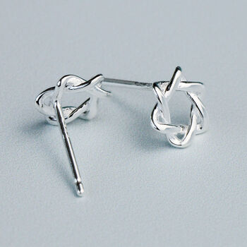 Sterling Silver Minimalist Woven Star Stud Earrings, 4 of 7