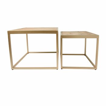 Teak And Gold Set Of Two Coffee Tables, 5 of 5
