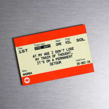 Funny Personalised Train Ticket Fridge Magnet, 2 of 4