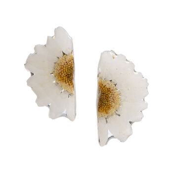 Half Daisy Pressed Flower Sterling Silver Stud Earrings, 2 of 3