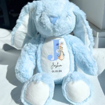 White Personalised Bunny Rabbit Boy Soft Toy, 2 of 5