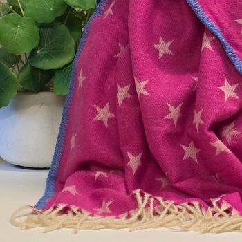 Stars Blanket Scarf In Hot Pink, 3 of 3