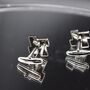 Geometric Grid Cufflinks 316 L Stainless Steel Modern Silver Design Gift, thumbnail 4 of 6