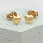 9ct Gold Dainty Heart Stud Earrings, thumbnail 1 of 3
