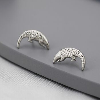 Sterling Silver Pangolin Stud Earrings, 6 of 11