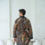Navy Men's Full Length Batik Kimono Robe, thumbnail 5 of 6